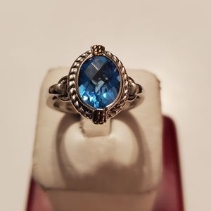 Lorenzo Designer 18KT Yellow Gold Blue Topaz Ring